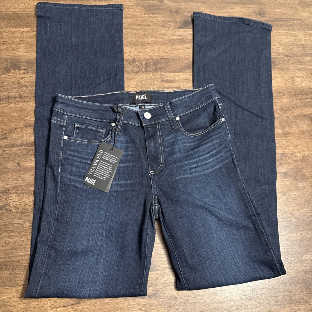 NWT Paige Mid Rise Manhattan Slim Boot Bootcut Jeans Dark Denim Flawless Fit 28